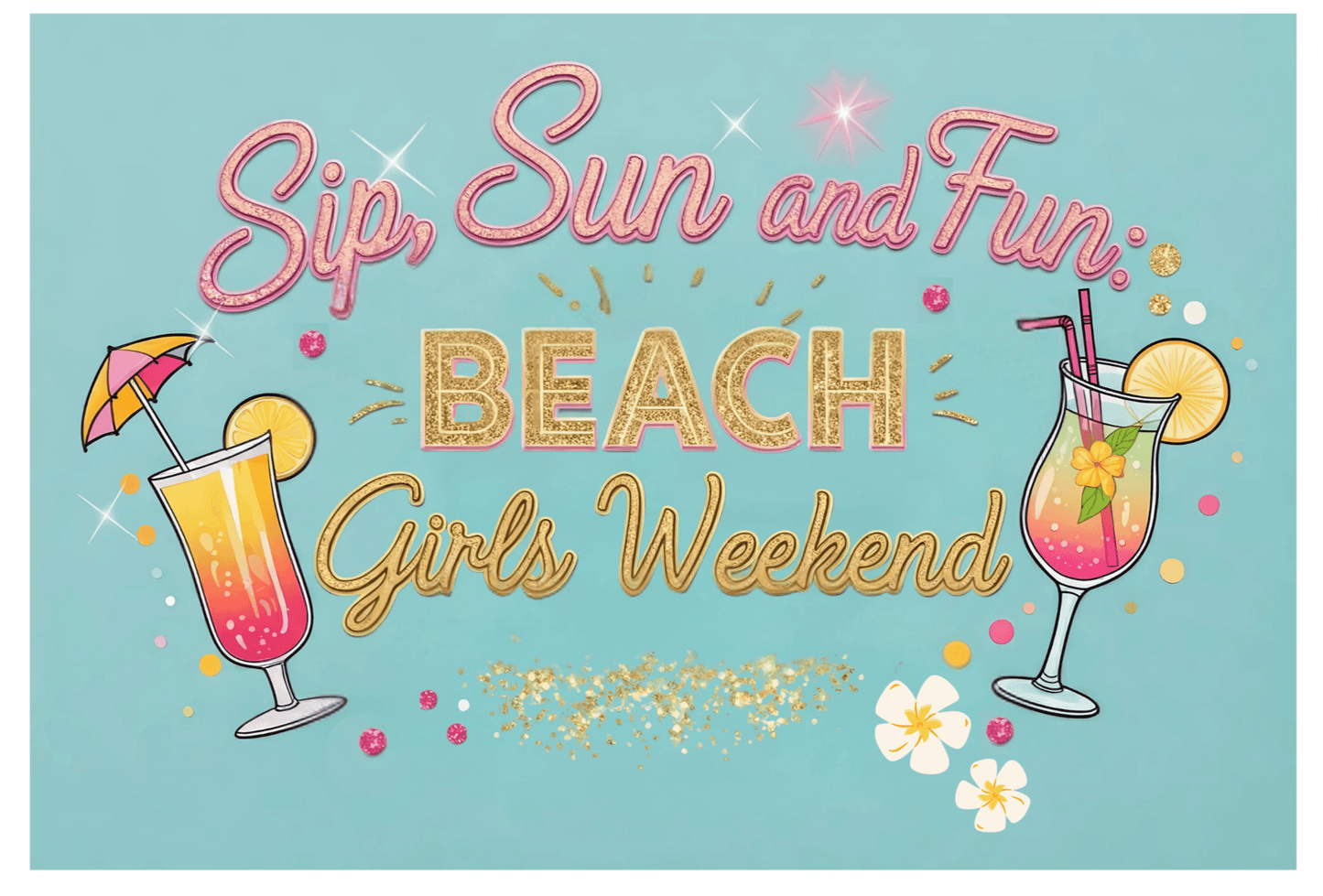 Sun, Sips, and Fun Beach Girls' Weekend - Weekender Tote Bag - Whippie's