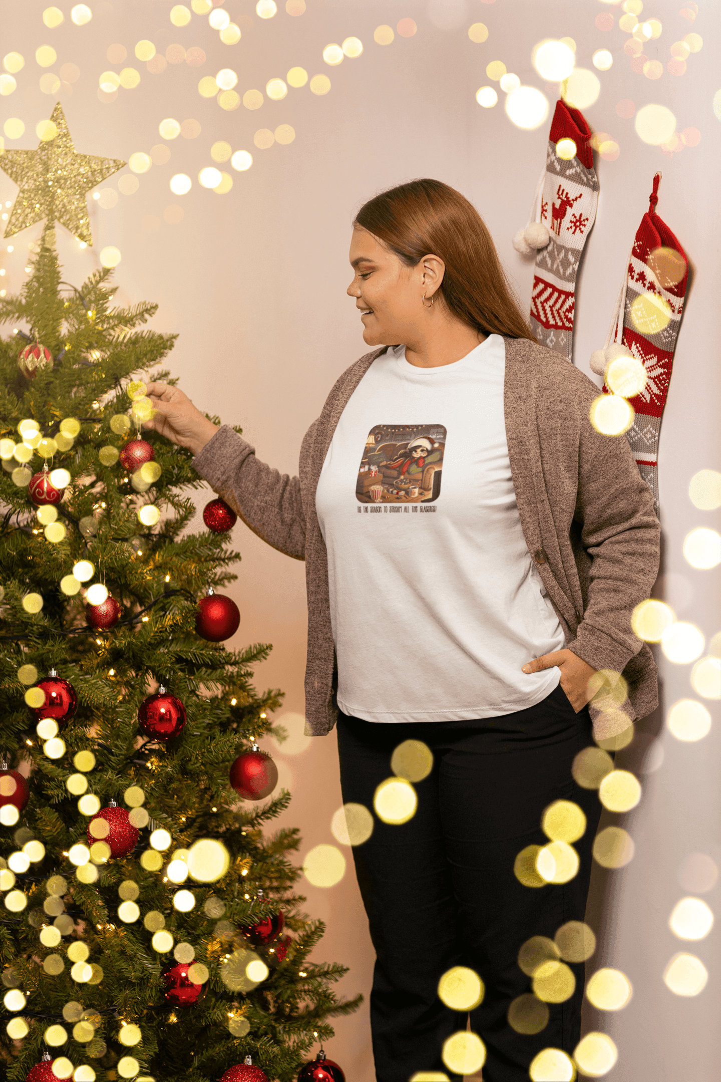 🎅🍿 'Tis the Season to Binge All the Classics! 🎄🎁 - Women's Softstyle Tee - Whippie's
