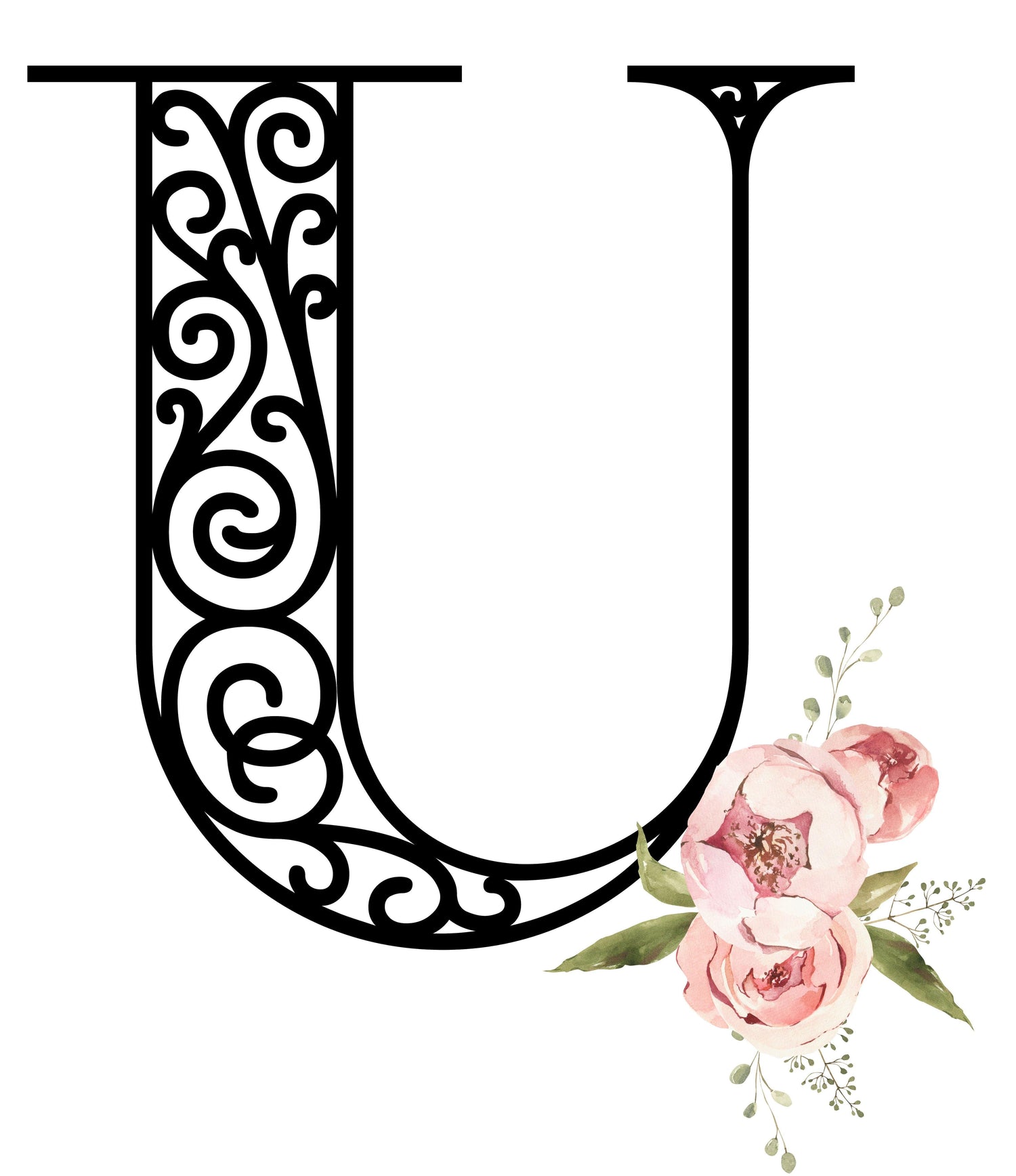 Floral Letters: Letter U - Kids Softstyle Tee - Whippie's