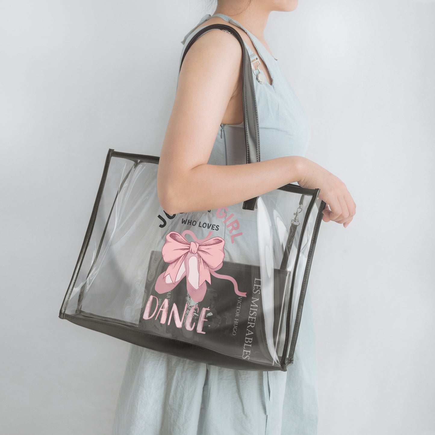 1227. Just a Girl Who Loves... Large PVC Tote Bag - Transparent Inner Bag - Whippie's