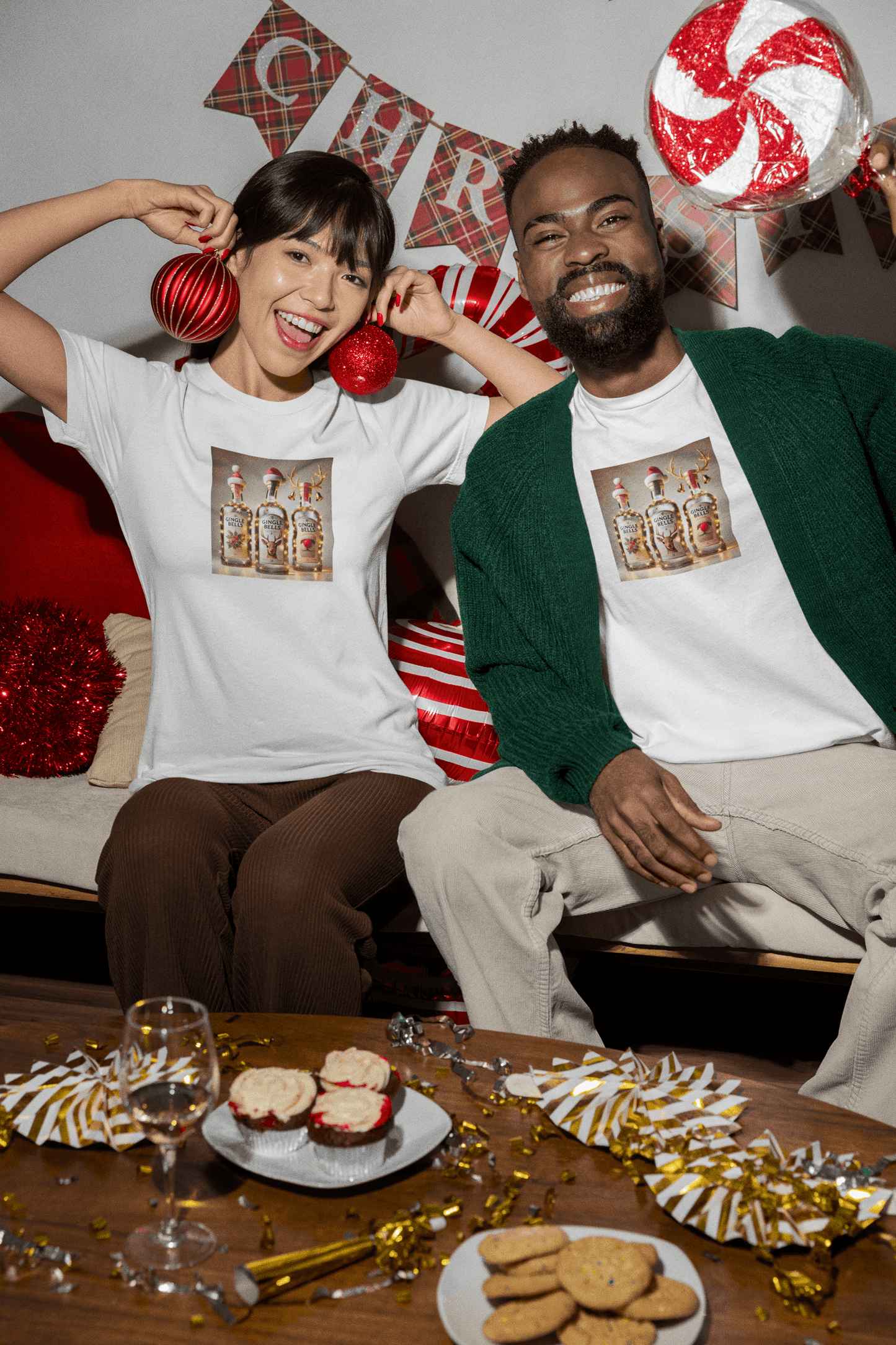 GINgle Bells! 🎄🎅🍸 - Unisex Softstyle T-shirt - Whippie's