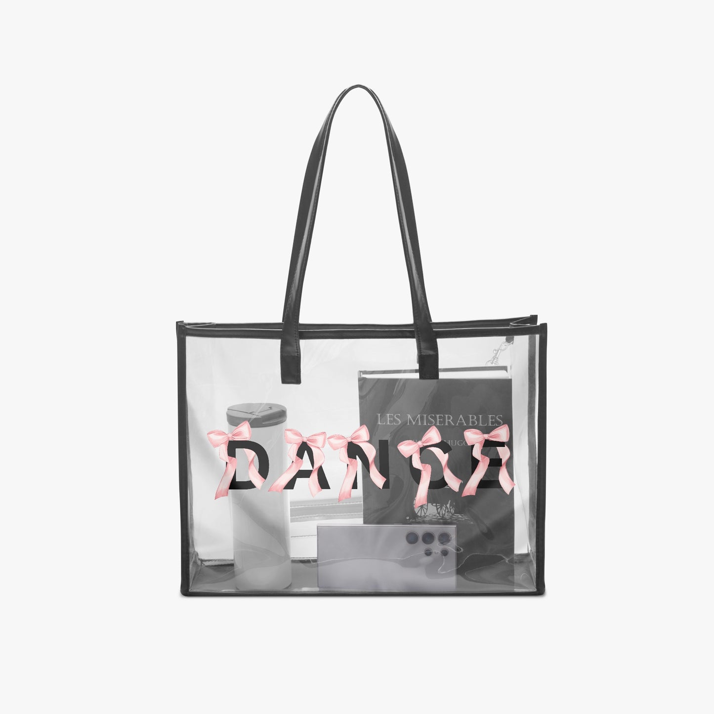 1227. DANCE Bows Large PVC Tote Bag - Transparent Inner Bag - Whippie's