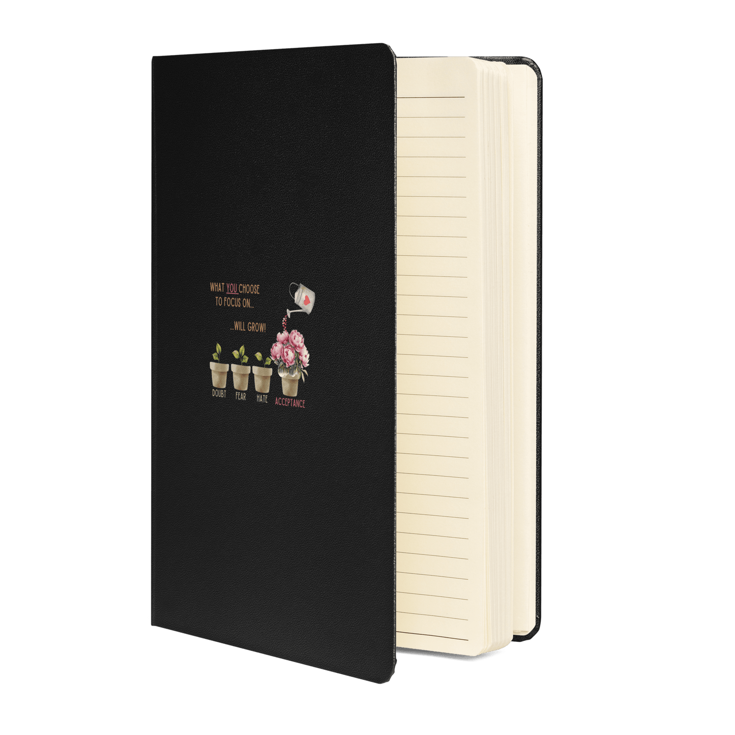 What You Choose to Focus On... Will Grow!" Hard Cover Notebook - 🌱 Cultivate Positivity and Watch Your Dreams Blossom! 🌱 - Whippie's