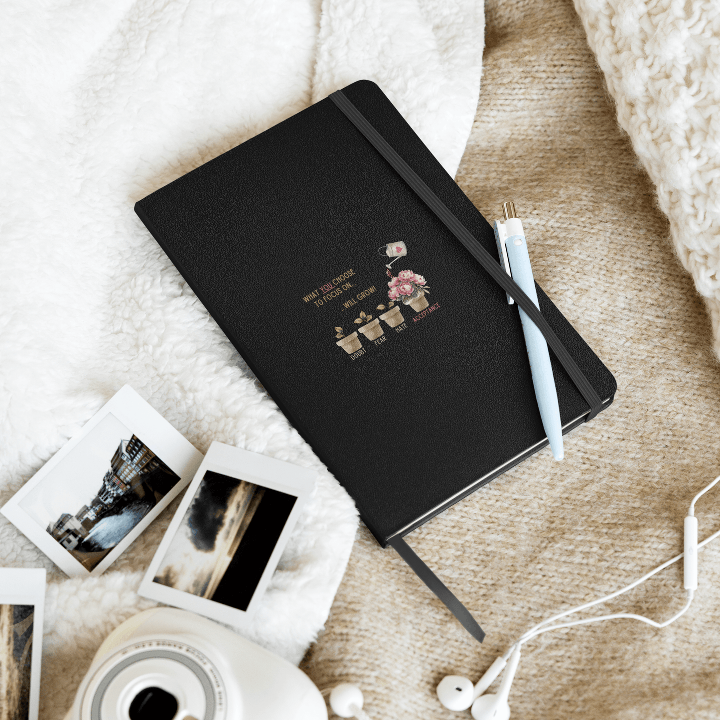 What You Choose to Focus On... Will Grow!" Hard Cover Notebook - 🌱 Cultivate Positivity and Watch Your Dreams Blossom! 🌱 - Whippie's