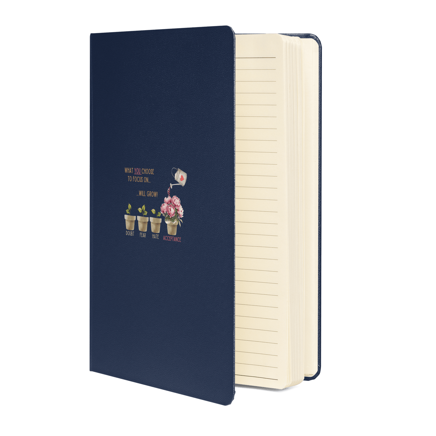 What You Choose to Focus On... Will Grow!" Hard Cover Notebook - 🌱 Cultivate Positivity and Watch Your Dreams Blossom! 🌱 - Whippie's