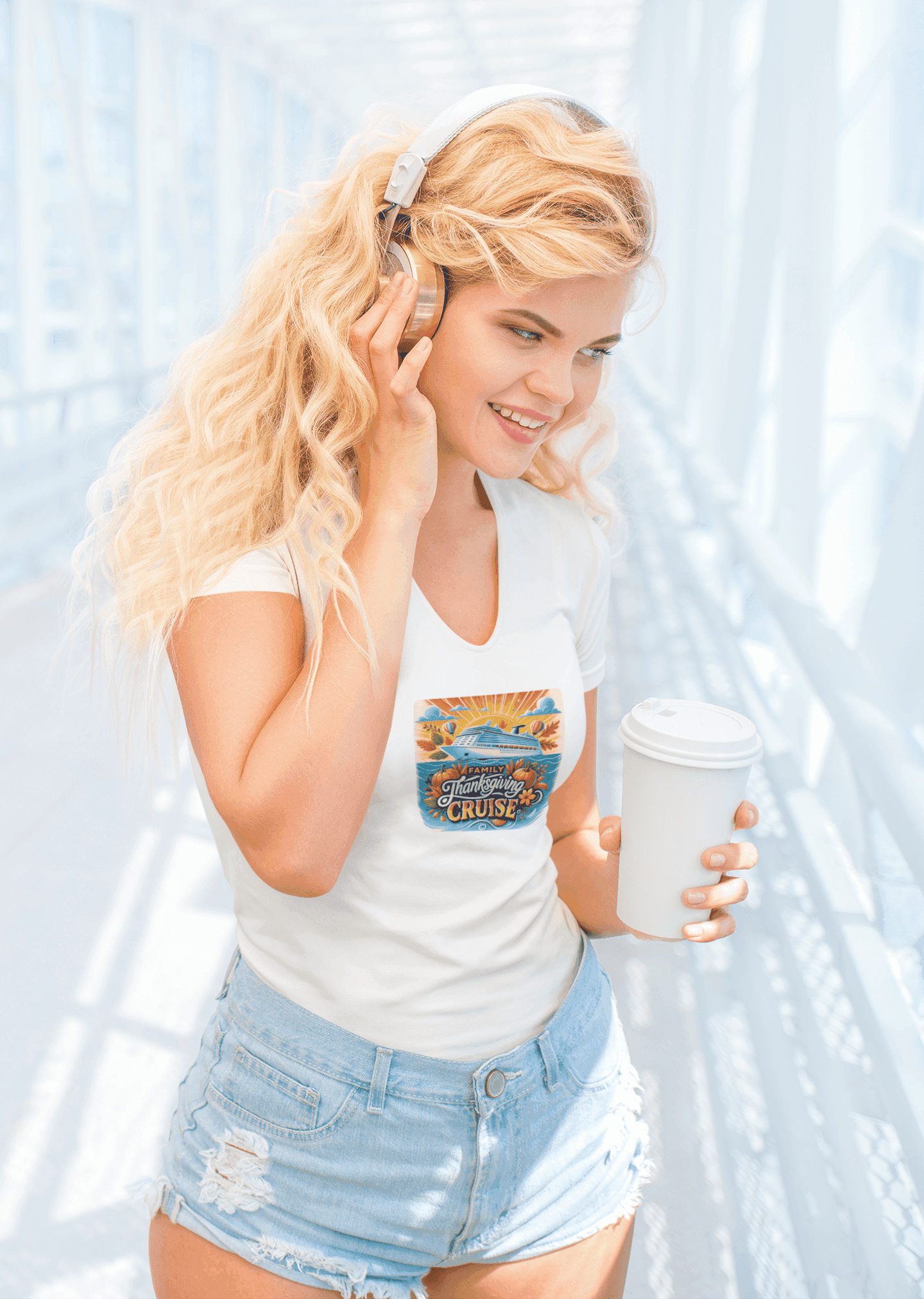 Family Thanksgiving Cruise - Ladies' V-Neck T-Shirt - Personalizable - Whippie's