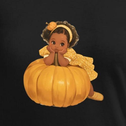 Little Pumpkin Patch: Baby Leaning on Pumpkin - Women's T-Shirt - Whippie's