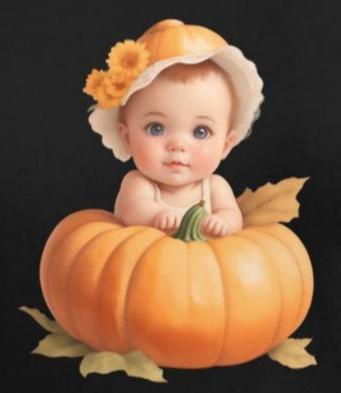 Little Pumpkin Baby: Red Head Baby in Pumpkin T-Shirt - Whippie's