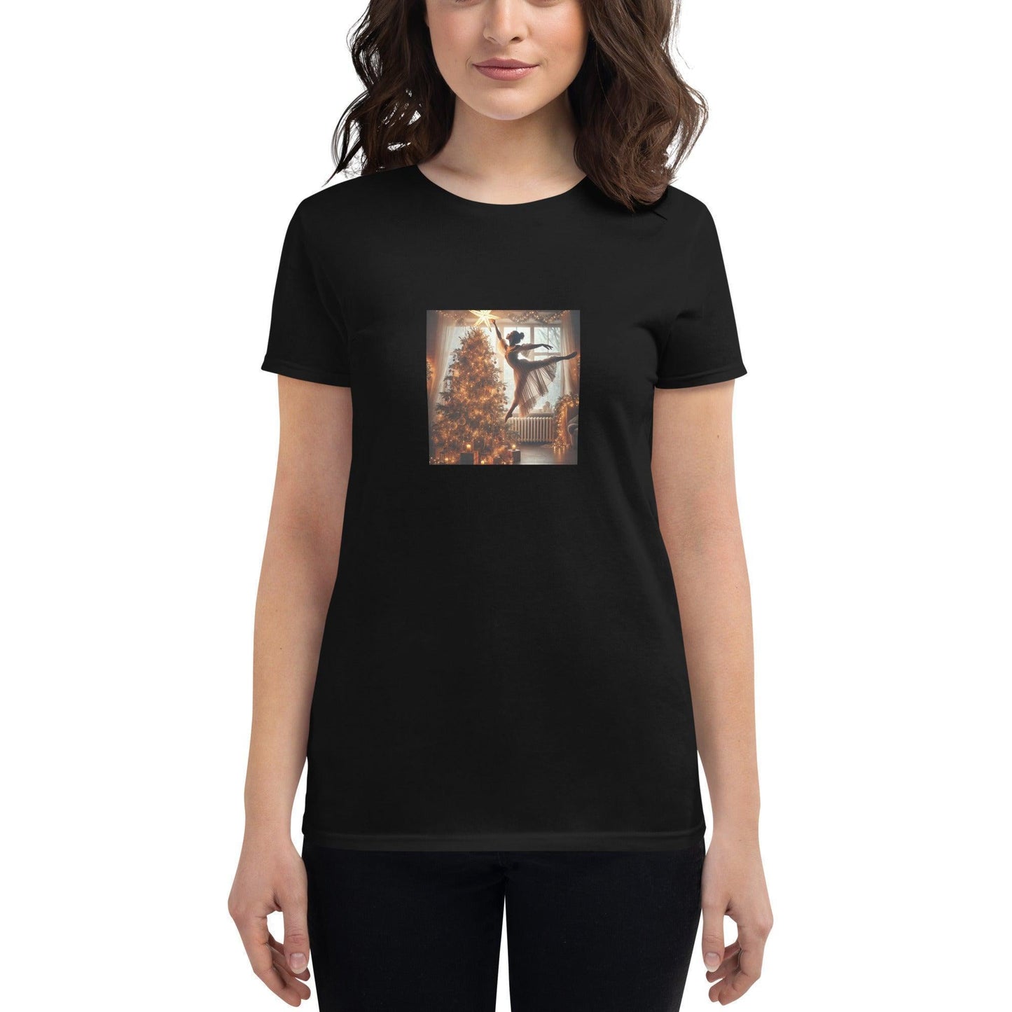 ✨🎄 Leap of Joy! Ballerina Christmas Star - Women's short sleeve t-shirt 🩰🌟 - Whippie's