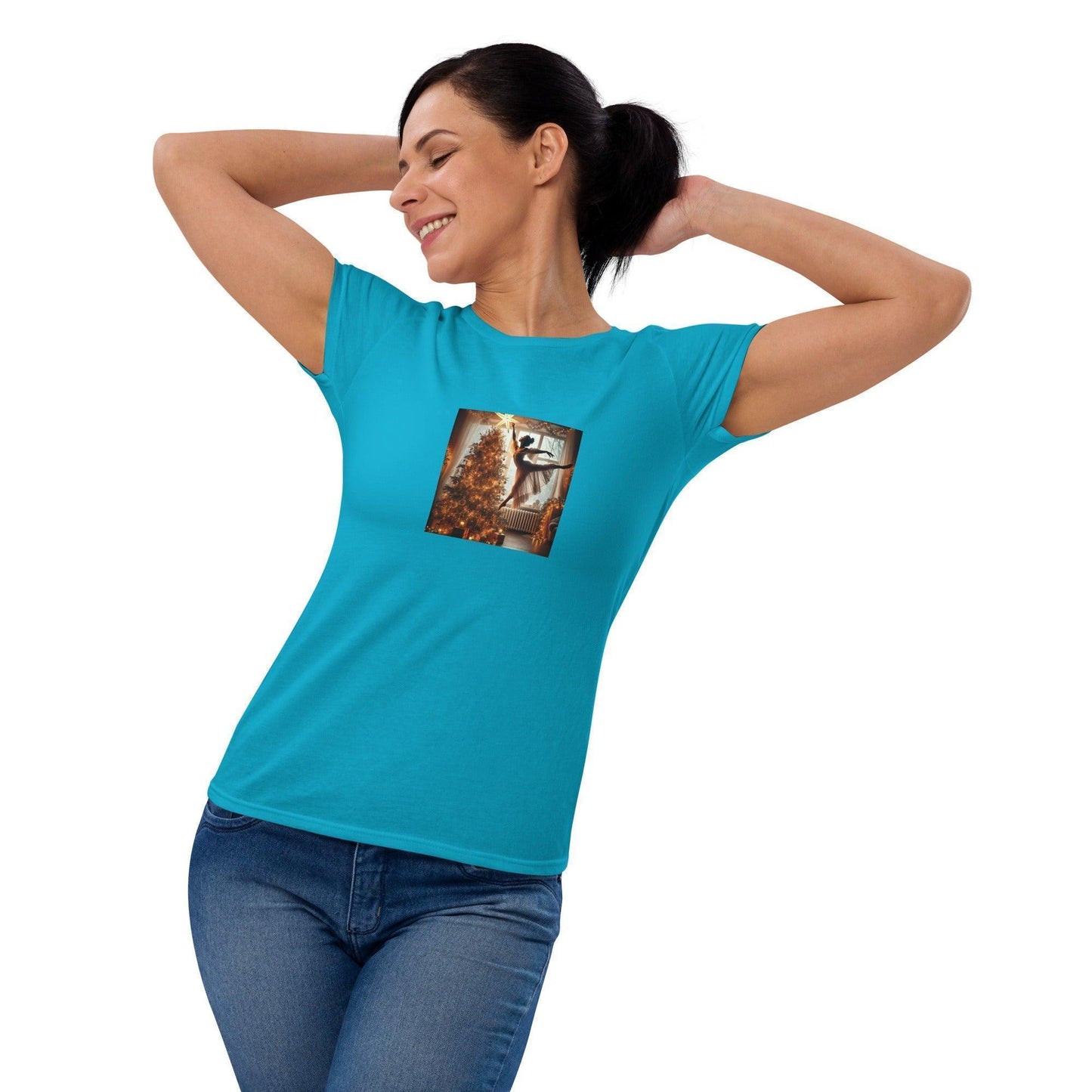 ✨🎄 Leap of Joy! Ballerina Christmas Star - Women's short sleeve t-shirt 🩰🌟 - Whippie's