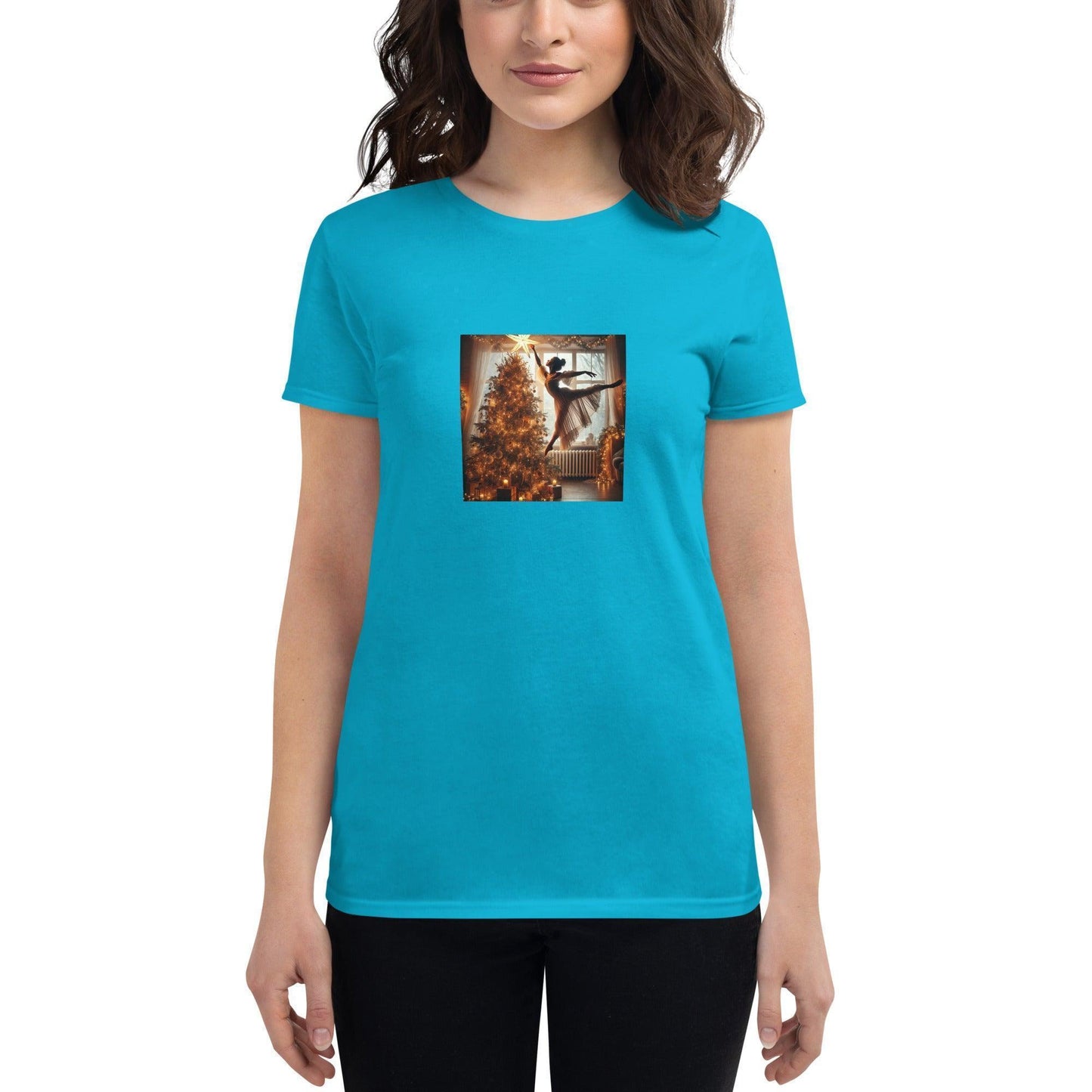✨🎄 Leap of Joy! Ballerina Christmas Star - Women's short sleeve t-shirt 🩰🌟 - Whippie's