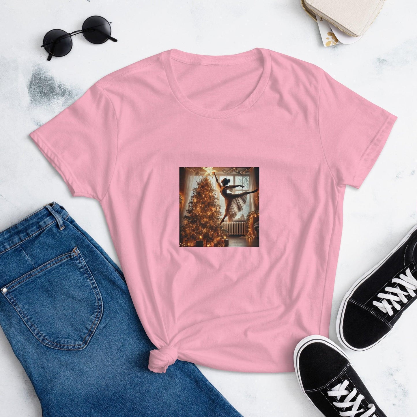 ✨🎄 Leap of Joy! Ballerina Christmas Star - Women's short sleeve t-shirt 🩰🌟 - Whippie's