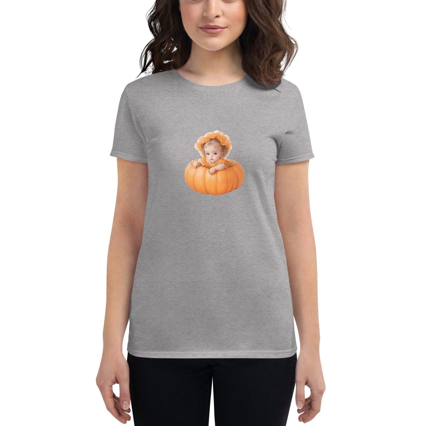 Little Pumpkin Patch: Blonde Baby in Pumpkin T-Shirt - Whippie's