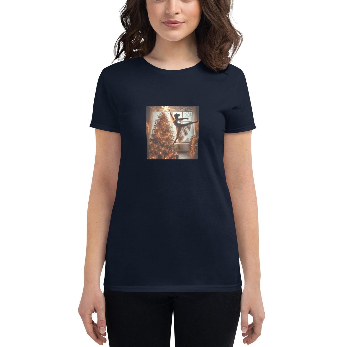 ✨🎄 Leap of Joy! Ballerina Christmas Star - Women's short sleeve t-shirt 🩰🌟 - Whippie's