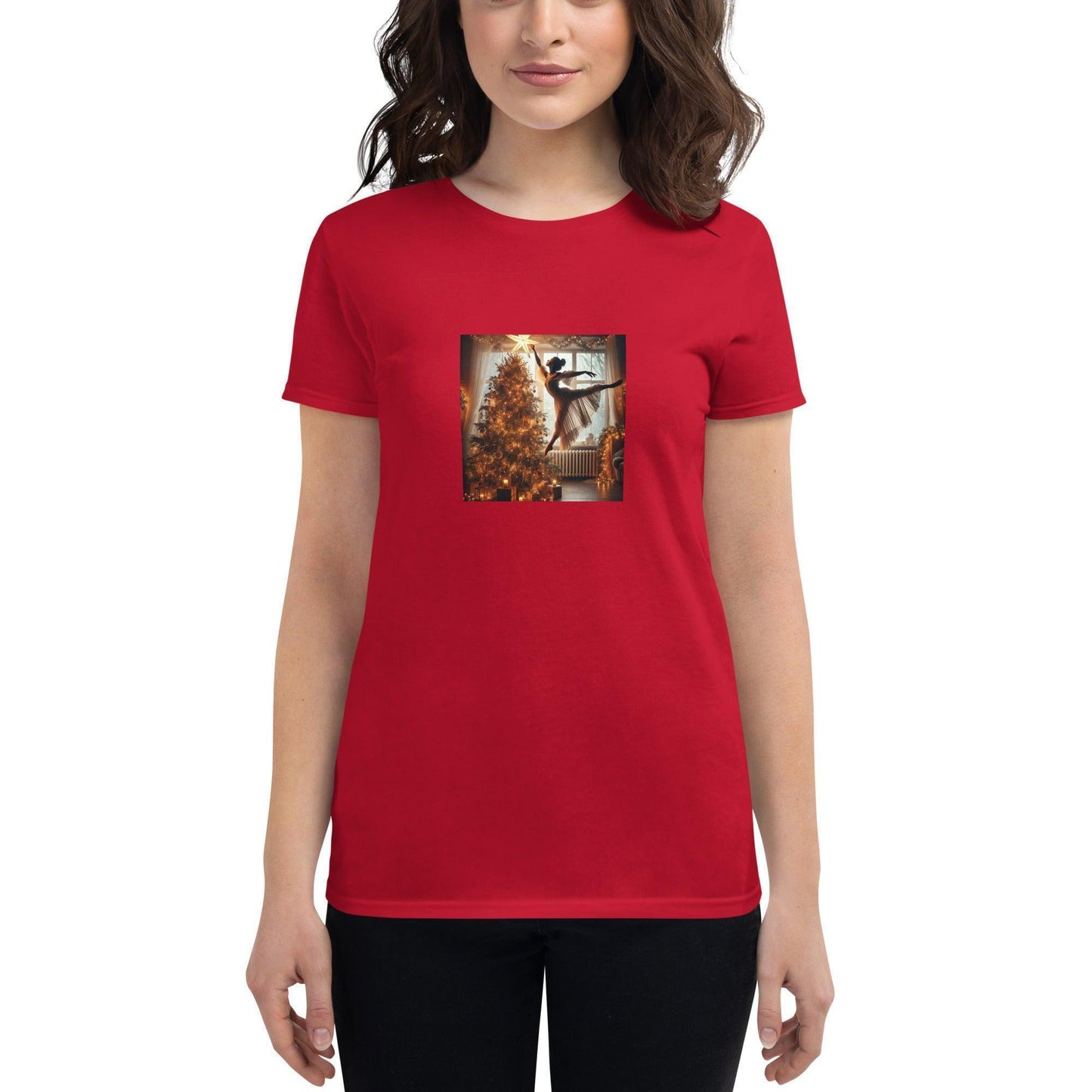 ✨🎄 Leap of Joy! Ballerina Christmas Star - Women's short sleeve t-shirt 🩰🌟 - Whippie's