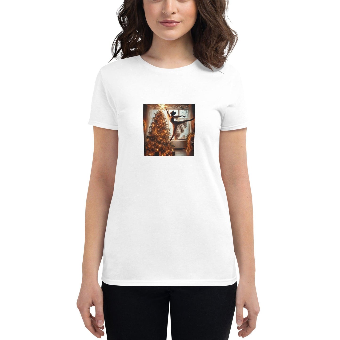 ✨🎄 Leap of Joy! Ballerina Christmas Star - Women's short sleeve t-shirt 🩰🌟 - Whippie's