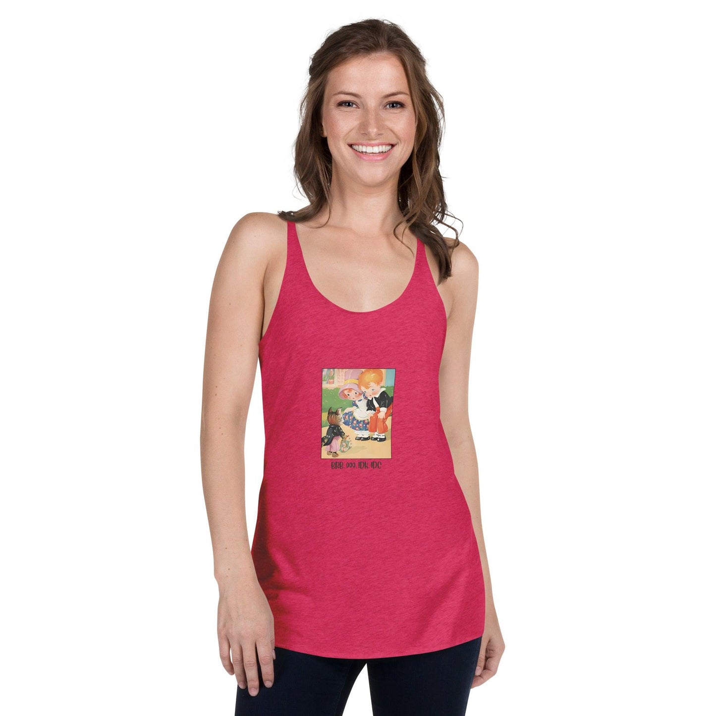 Nursery Rhyme - Pussy Cat "BRB, OOO, IDK, IDC" - Women's Racerback Tank - Whippie's