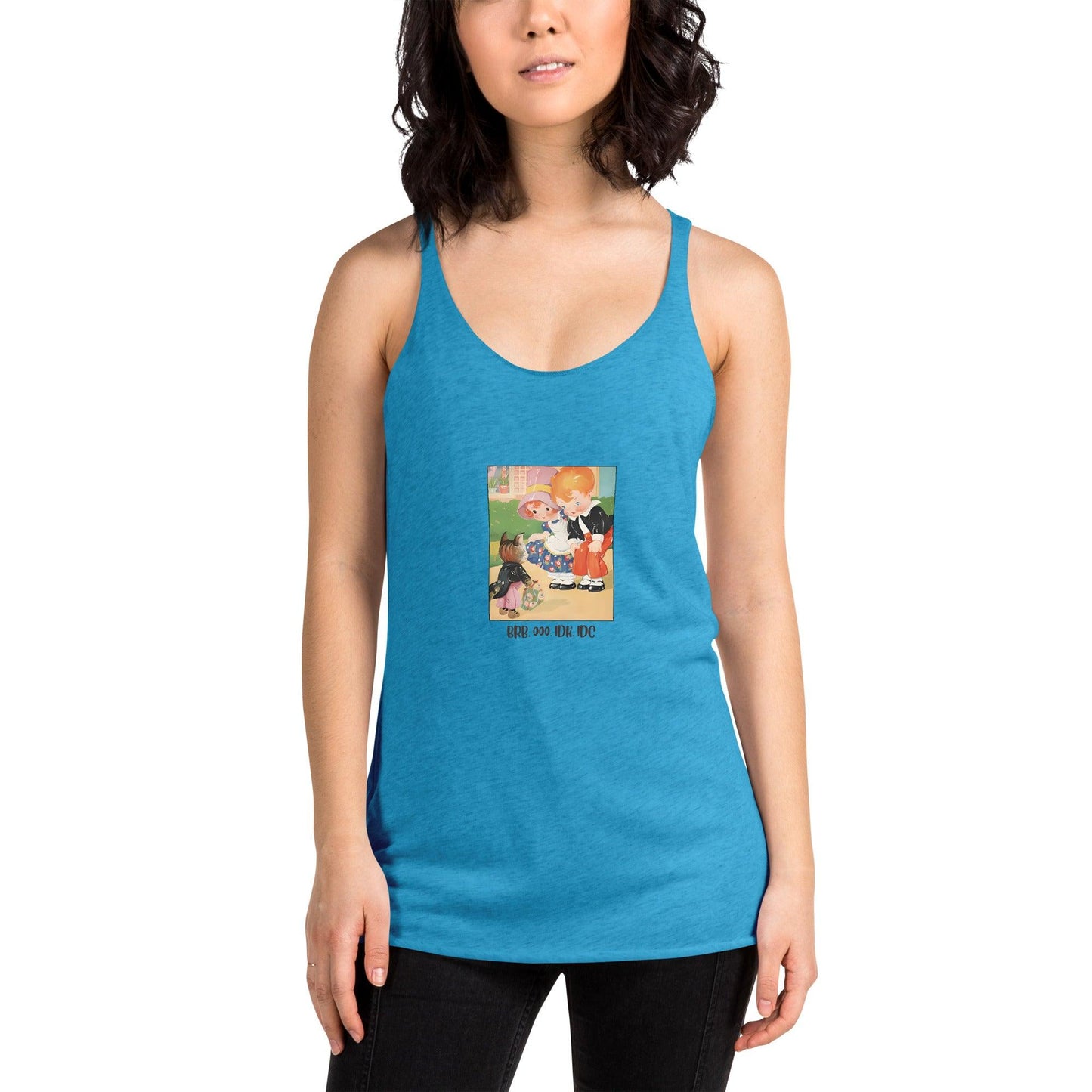 Nursery Rhyme - Pussy Cat "BRB, OOO, IDK, IDC" - Women's Racerback Tank - Whippie's