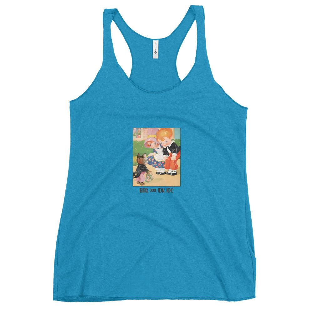 Nursery Rhyme - Pussy Cat "BRB, OOO, IDK, IDC" - Women's Racerback Tank - Whippie's