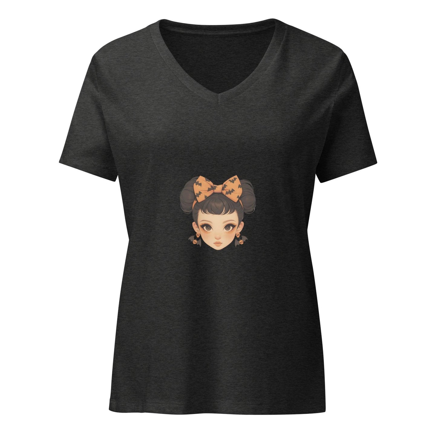 Bat & Bow Beauty: Vintage-Inspired V-neck T-shirt - Whippie's