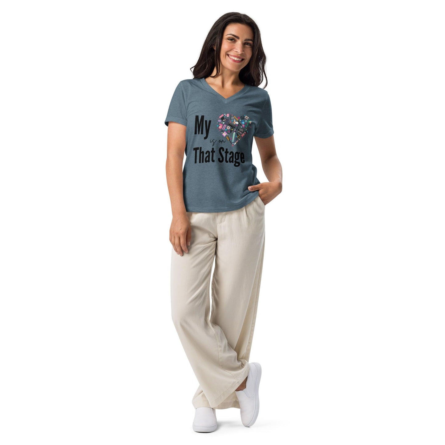 My Heart is on That Stage" Women's V-Neck Tee - A Dance Mom's Essentials! 💖✨ - Whippie's