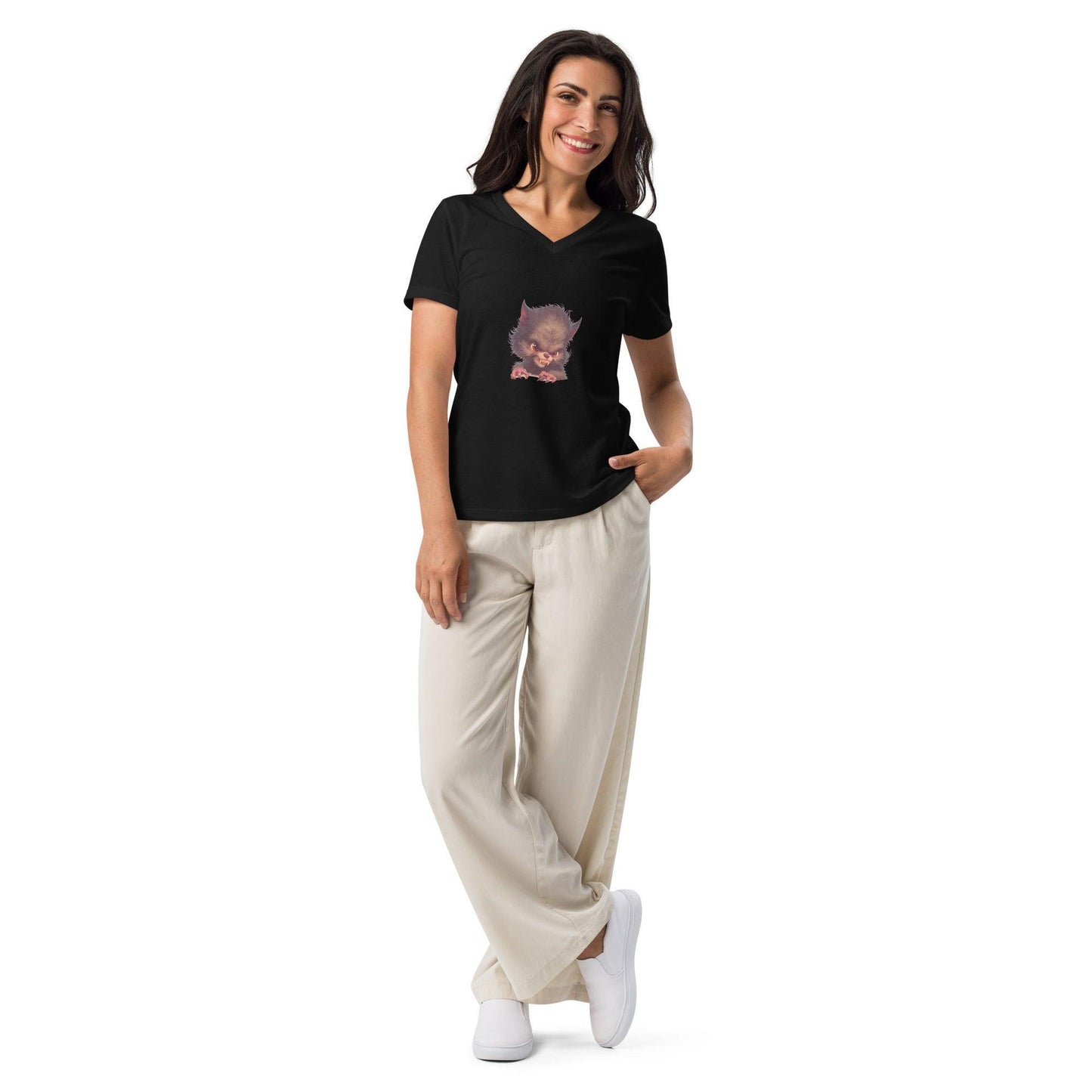 Howl-arious Head Relaxed V-Neck Tee 🐺 - Whippie's