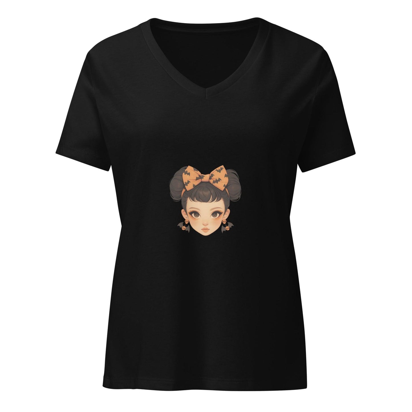 Bat & Bow Beauty: Vintage-Inspired V-neck T-shirt - Whippie's