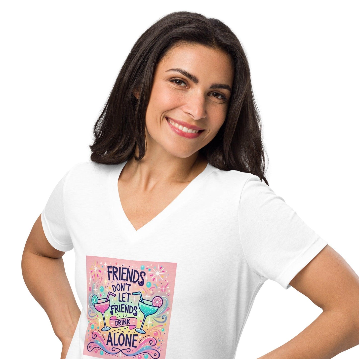 Friends Don't Let Friends Drink Alone - Women’s relaxed v-neck t-shirt - Whippie's