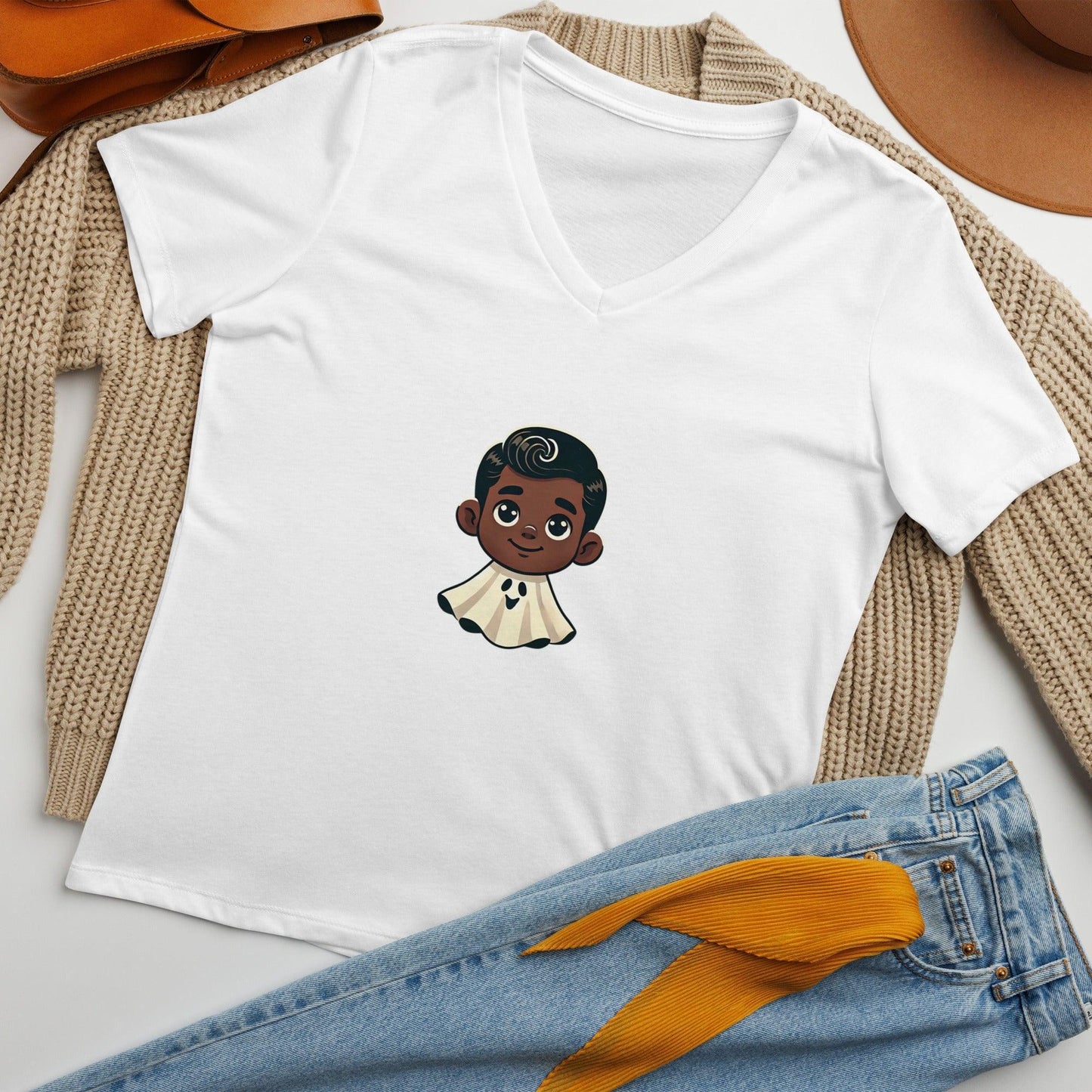 Vintage Boo-tique: Boo Crew - Boy Ghost V-Neck Tee - Whippie's