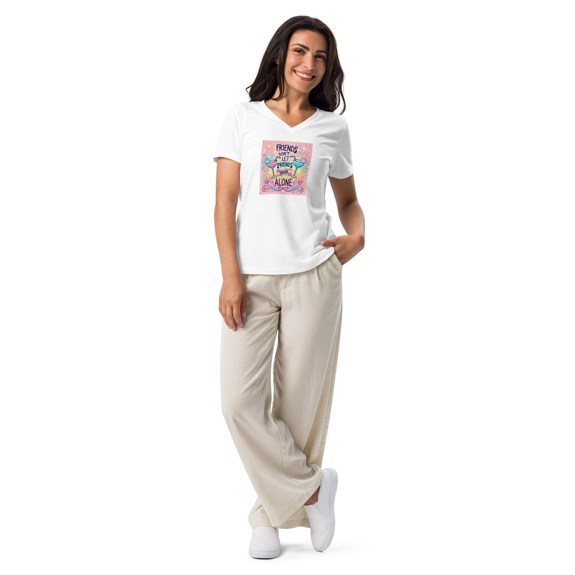 Friends Don't Let Friends Drink Alone - Women’s relaxed v-neck t-shirt - Whippie's