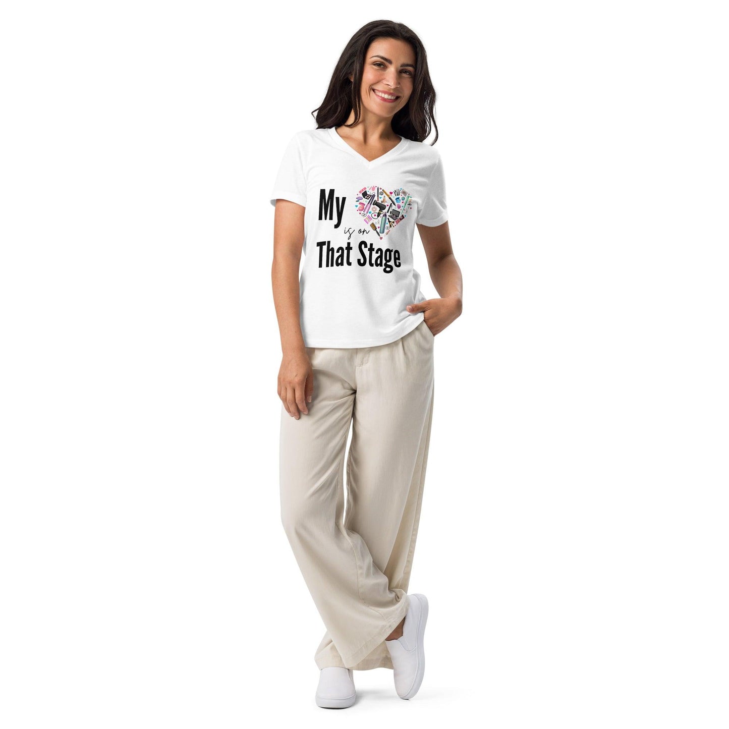 My Heart is on That Stage" Women's V-Neck Tee - A Dance Mom's Essentials! 💖✨ - Whippie's