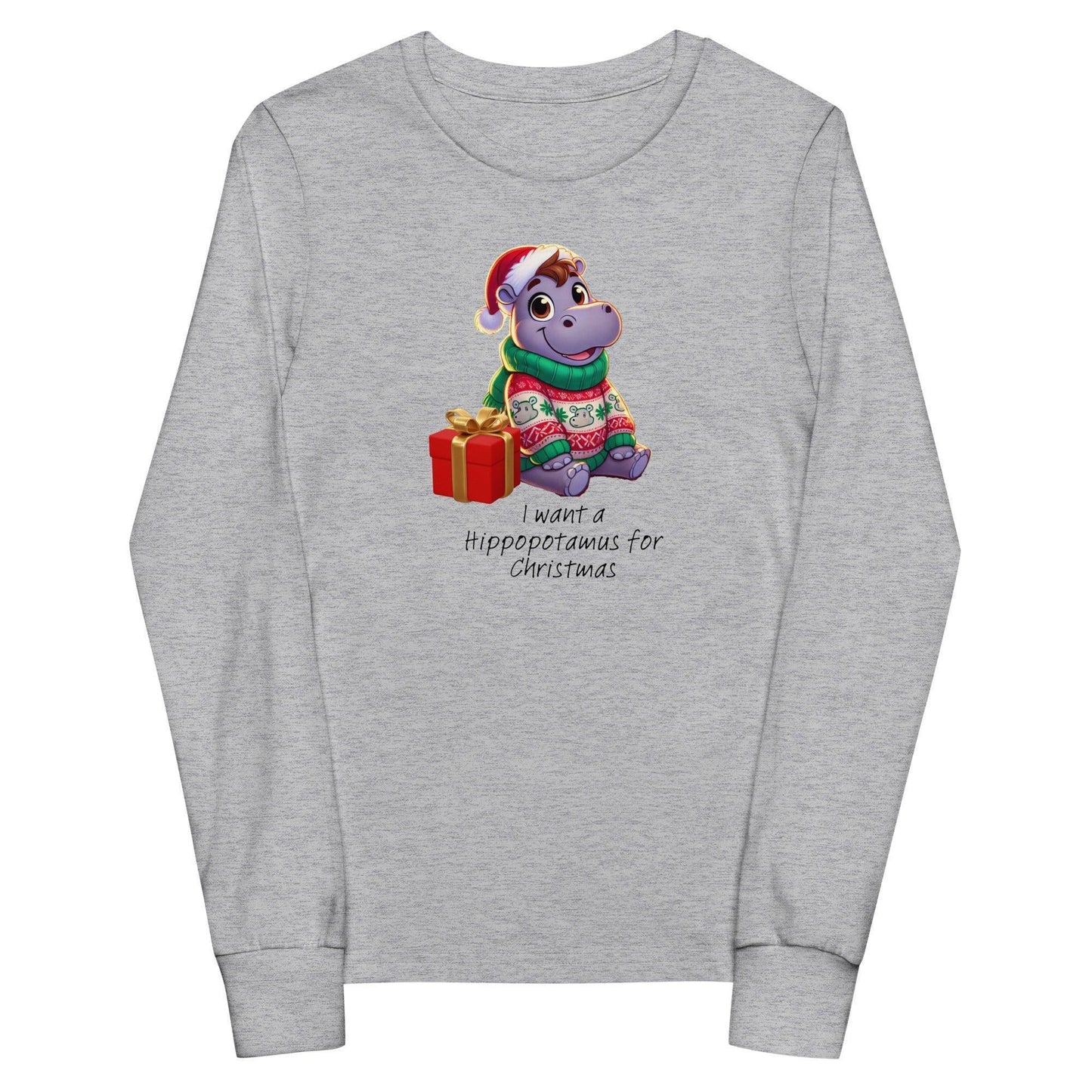 I Want a Hippopotamus for Christmas ๐ฆ๐ Girl Hippo - Youth Long Sleeve Tee! ๐โจ - Whippie's