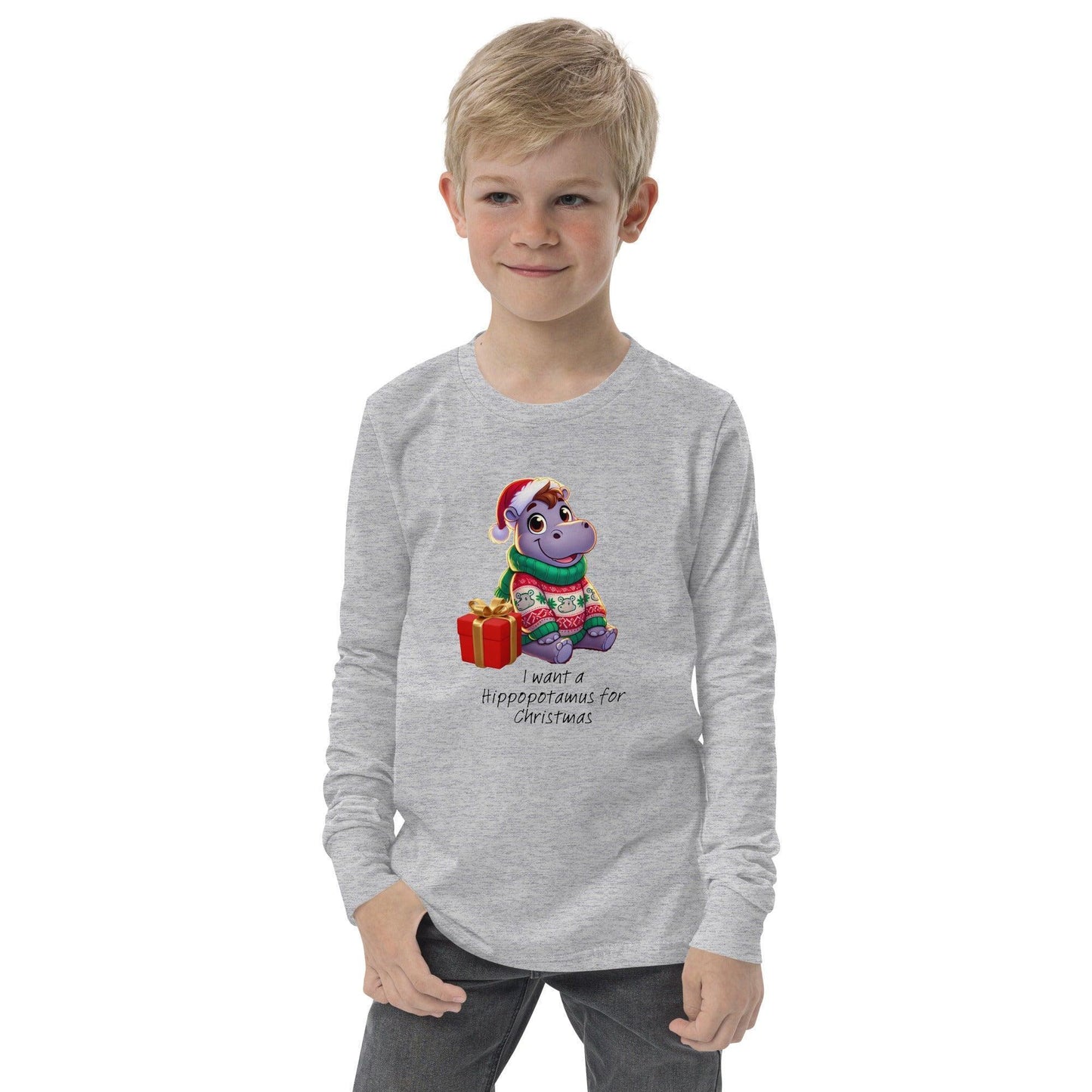 I Want a Hippopotamus for Christmas ๐ฆ๐ Girl Hippo - Youth Long Sleeve Tee! ๐โจ - Whippie's