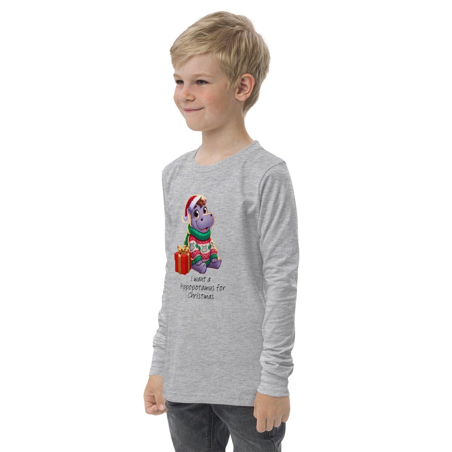 I Want a Hippopotamus for Christmas ๐ฆ๐ Girl Hippo - Youth Long Sleeve Tee! ๐โจ - Whippie's