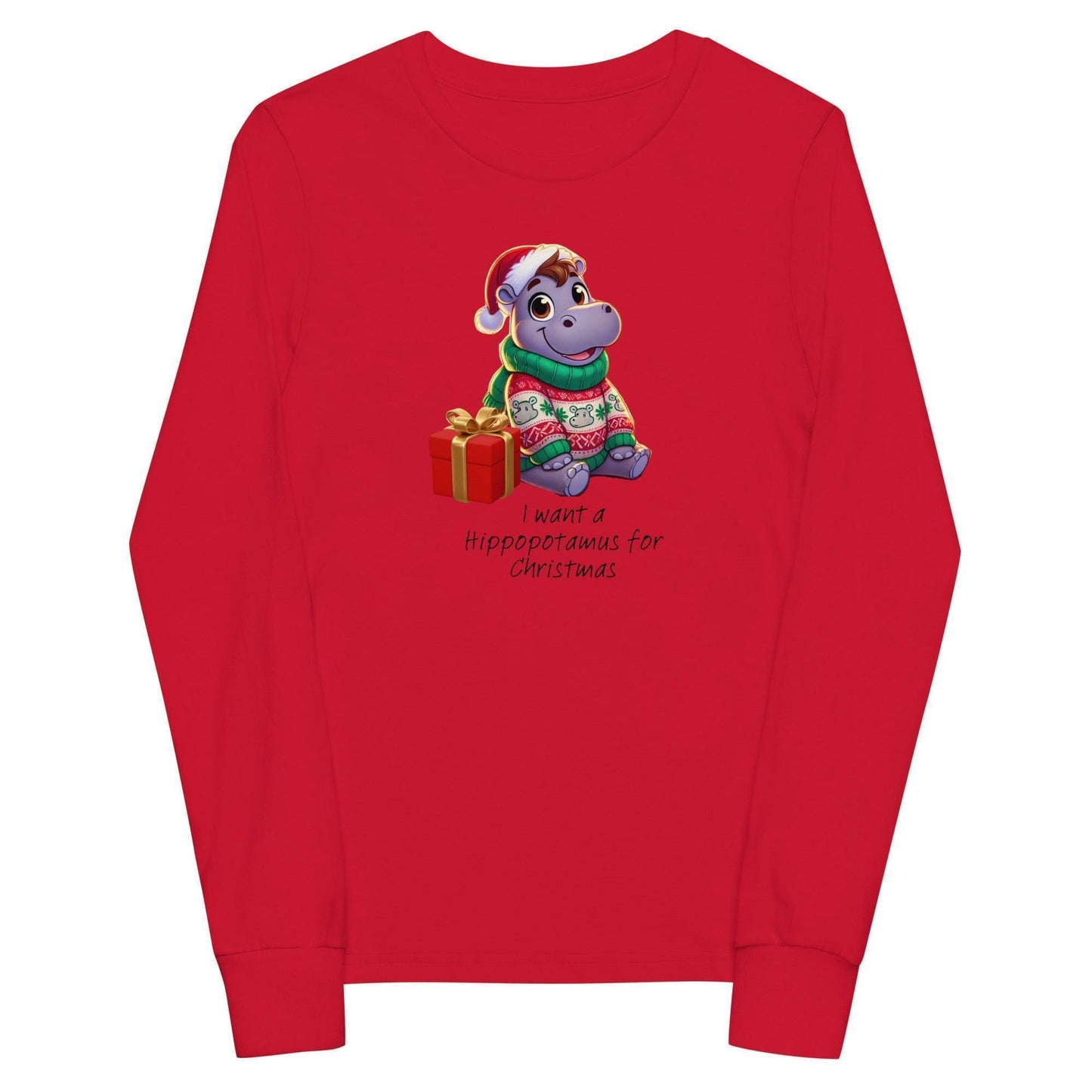 I Want a Hippopotamus for Christmas ๐ฆ๐ Girl Hippo - Youth Long Sleeve Tee! ๐โจ - Whippie's