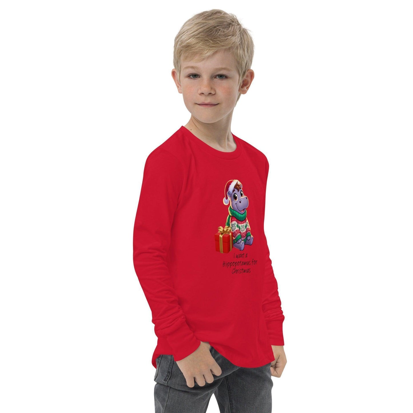 I Want a Hippopotamus for Christmas ๐ฆ๐ Girl Hippo - Youth Long Sleeve Tee! ๐โจ - Whippie's