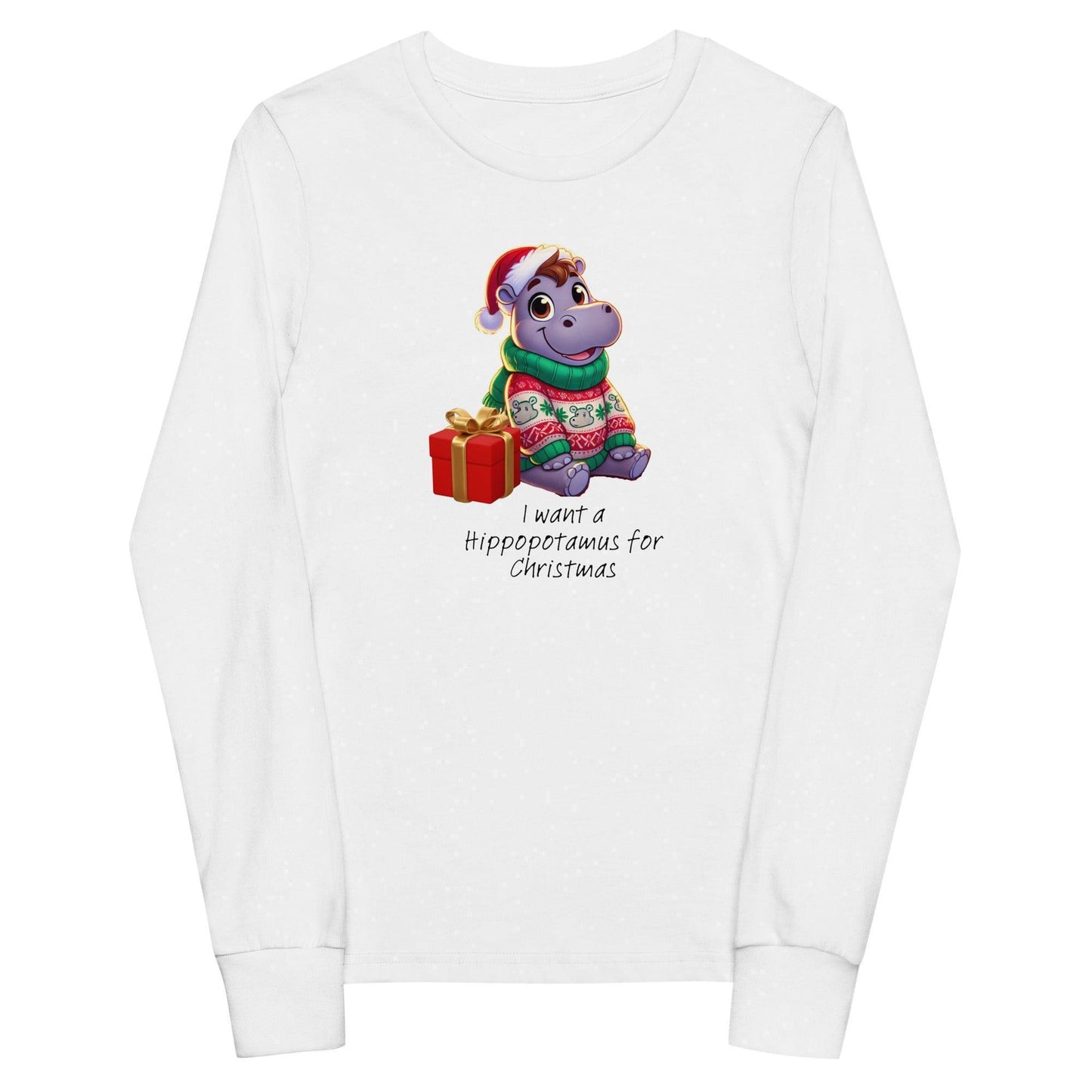I Want a Hippopotamus for Christmas ๐ฆ๐ Girl Hippo - Youth Long Sleeve Tee! ๐โจ - Whippie's