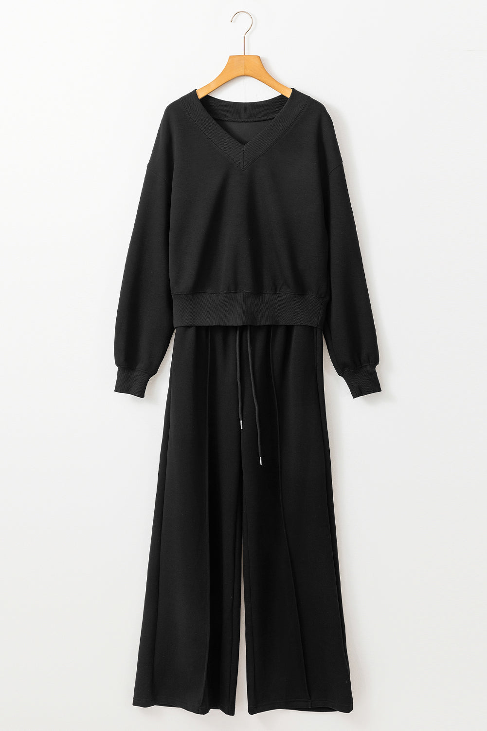 Black V-Neck Cropped High Waist Activewear