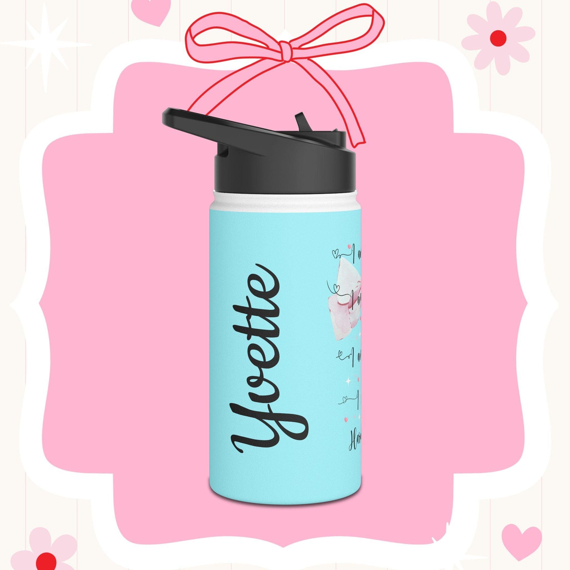 I am Kind, I am Creative, I am Brave, I can Do Hard Things Stainless Steel Water Bottle - Personalizable - Whippie's