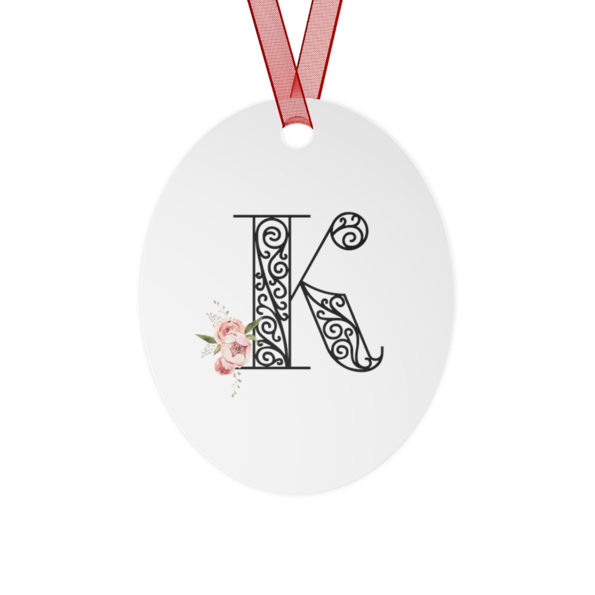 Floral Letters: Letter K - Metal Christmas Ornament - Whippie's