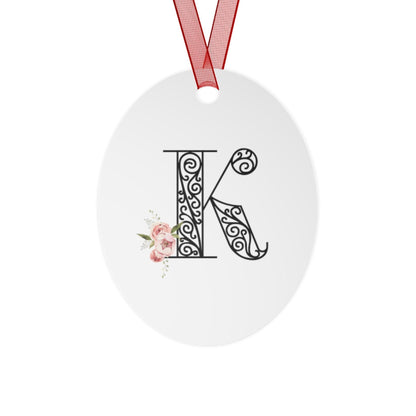 Floral Letters: Letter K - Metal Christmas Ornament - Whippie's