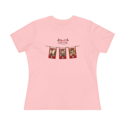 Merry Christmas - Photo Banner - Dark Hair Boys - Women's Softstyle Tee - Whippie's