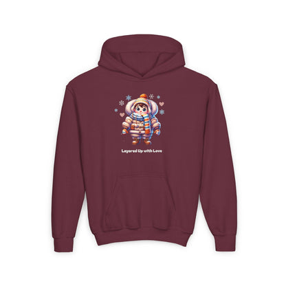 Layered Up with Love (Boy) - Cozy Comfort for Kids! ❄️💙 Youth Heavy Blend Hooded Sweatshirt - Whippie's