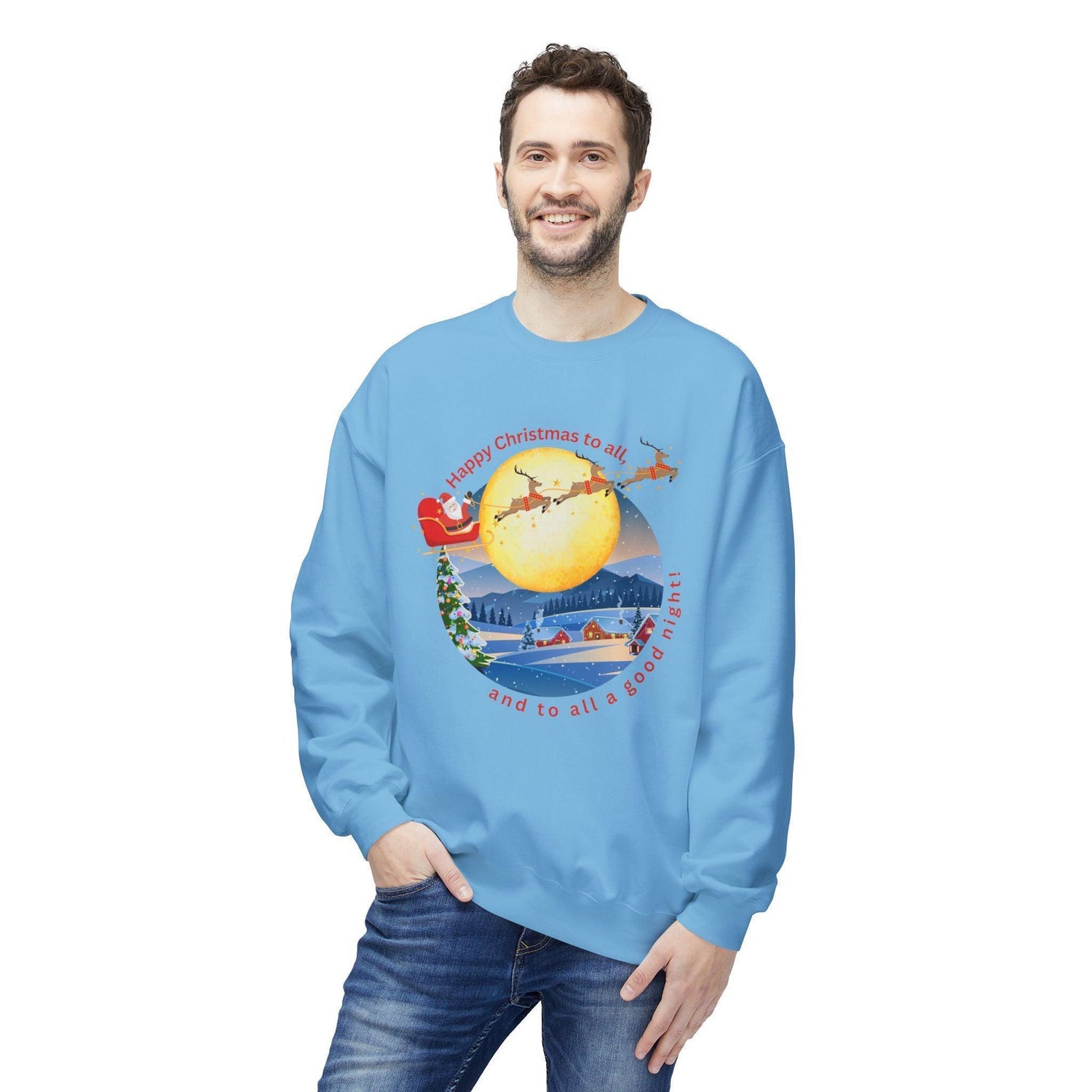 🎅 Happy Christmas to All! 🌕 Unisex Fleece Sweatshirt ✨ Wishing you a magical Christmas Eve! - Whippie's