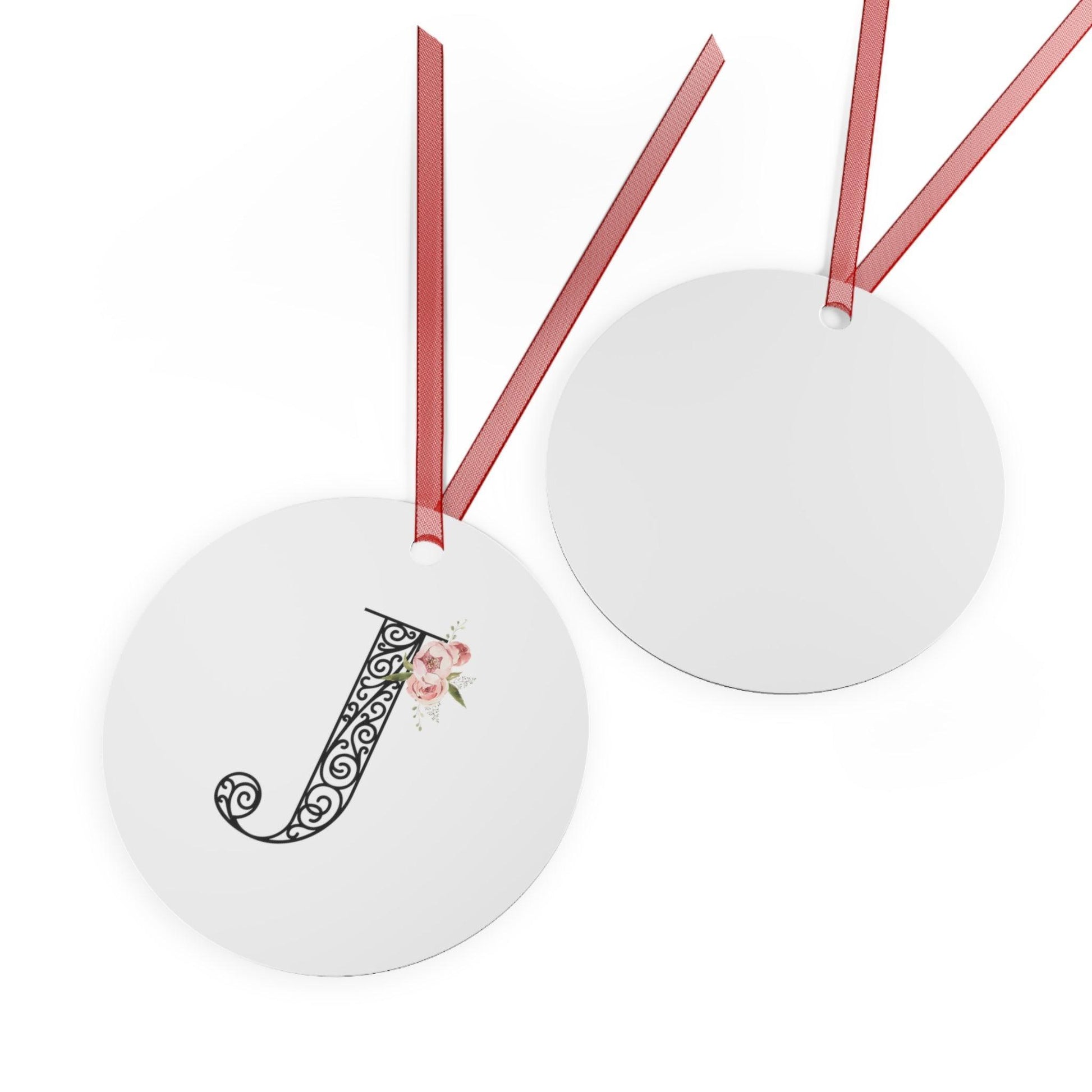 Floral Letters: Letter J - Metal Christmas Ornament - Whippie's