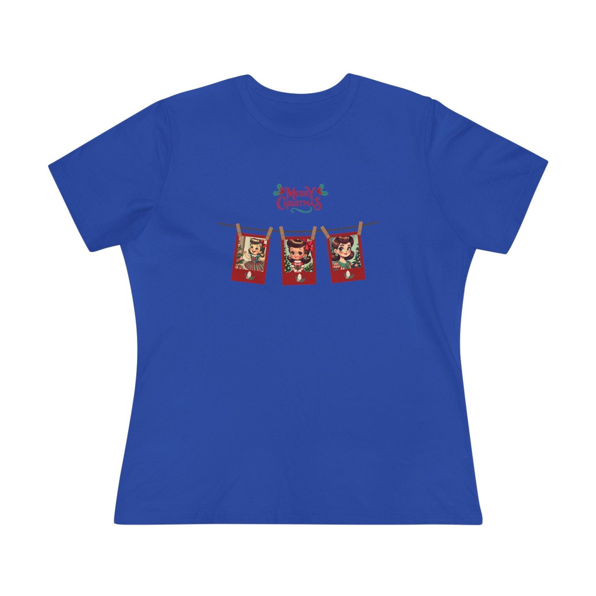 Merry Christmas - Photo Banner - Brunette Girls - Women's Softstyle Tee - Whippie's