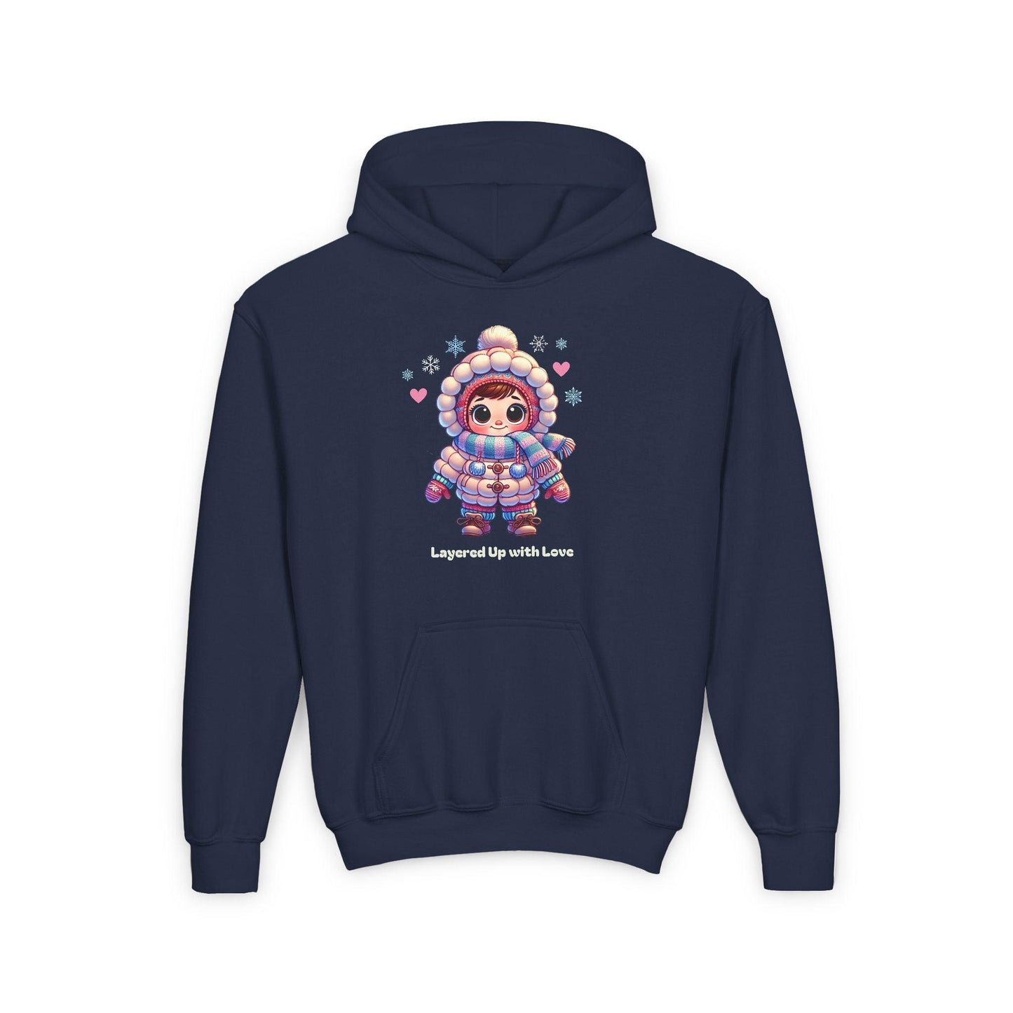 Layered Up with Love (girl) - Cozy Comfort for Kids! ❄️💖 Youth Heavy Blend Hooded Sweatshirt - Whippie's