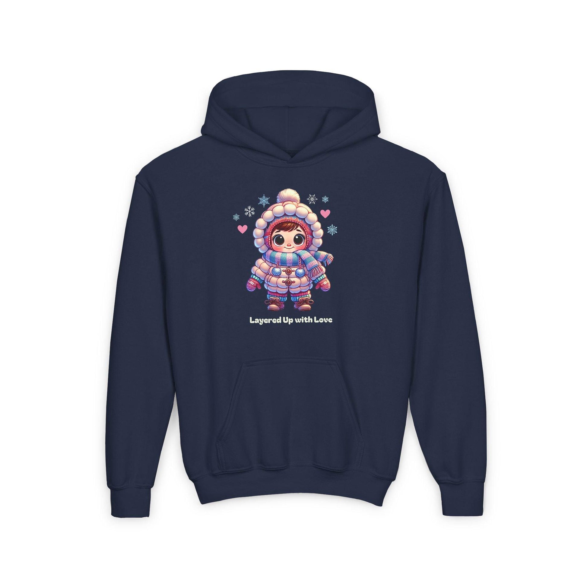 Layered Up with Love (girl) - Cozy Comfort for Kids! ❄️💖 Youth Heavy Blend Hooded Sweatshirt - Whippie's