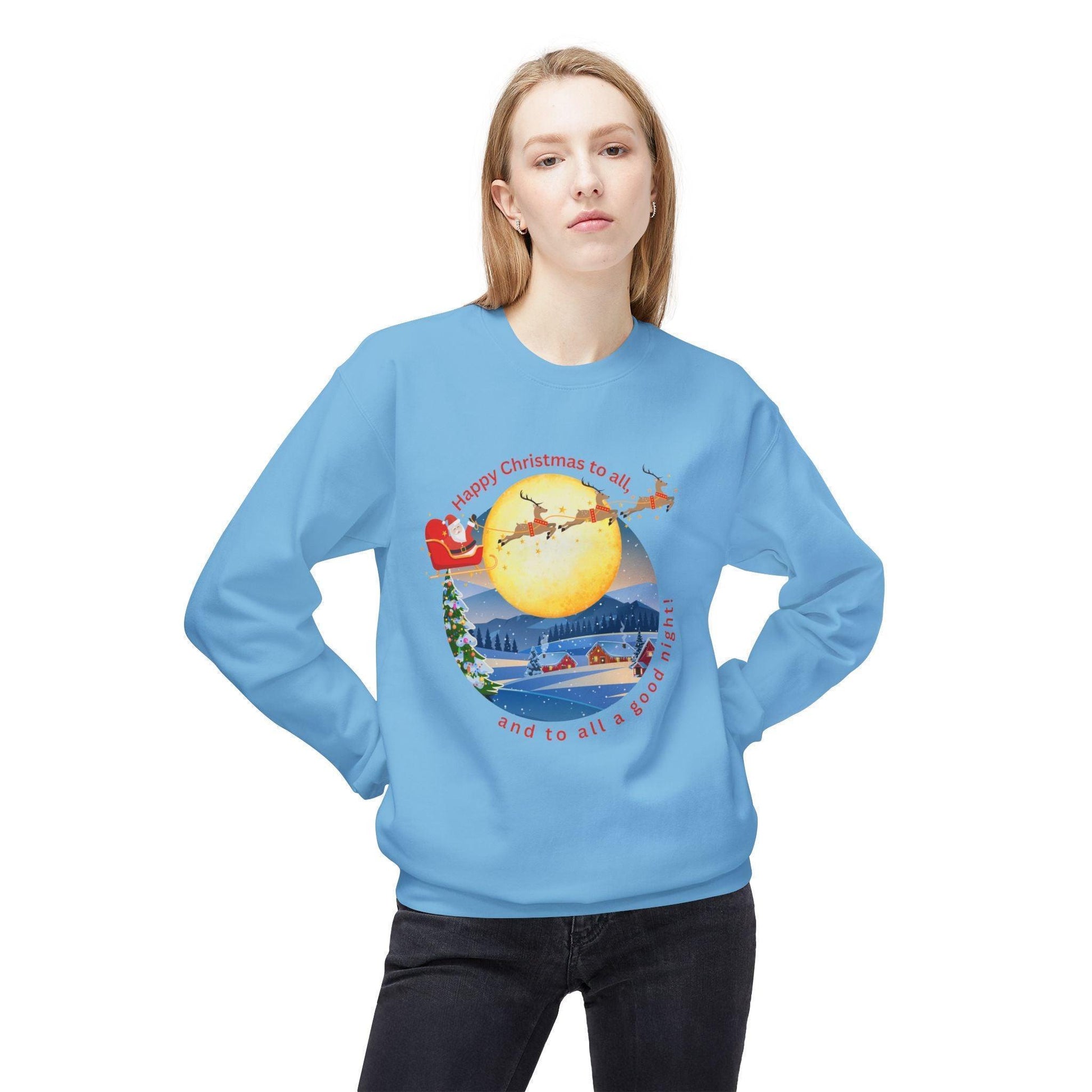 🎅 Happy Christmas to All! 🌕 Unisex Fleece Sweatshirt ✨ Wishing you a magical Christmas Eve! - Whippie's
