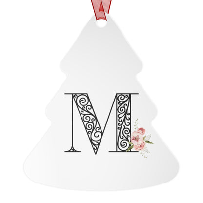 Floral Letters: Letter M - Metal Christmas Ornament - Whippie's